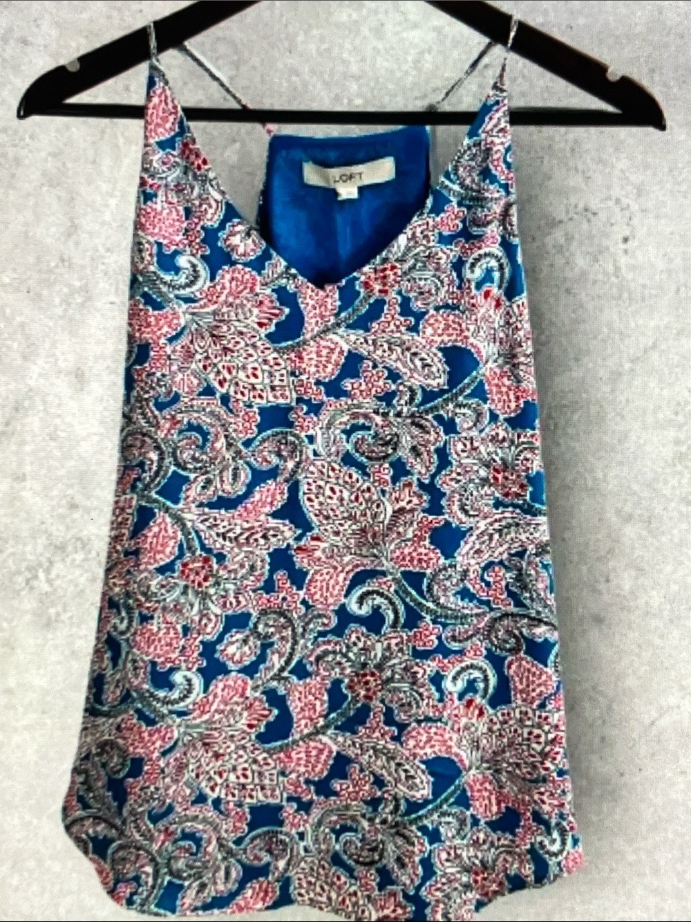 LOFT Blue Paisley Print Spaghetti-Strap Tank Top